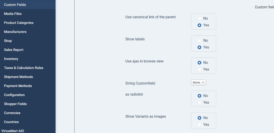 Custom Fields Show Labels set to Yes